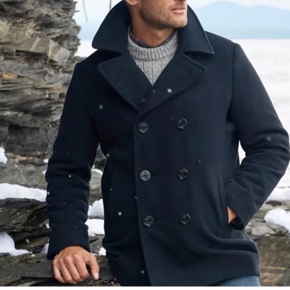 J. Crew Other - J Crew Dock Icon Wool Blend Pea Coat US Navy Blue Sailor 40s Retro Men’s Medium